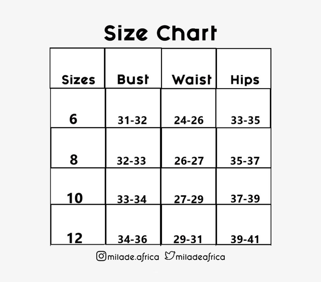 Size Chart - Milade Africa